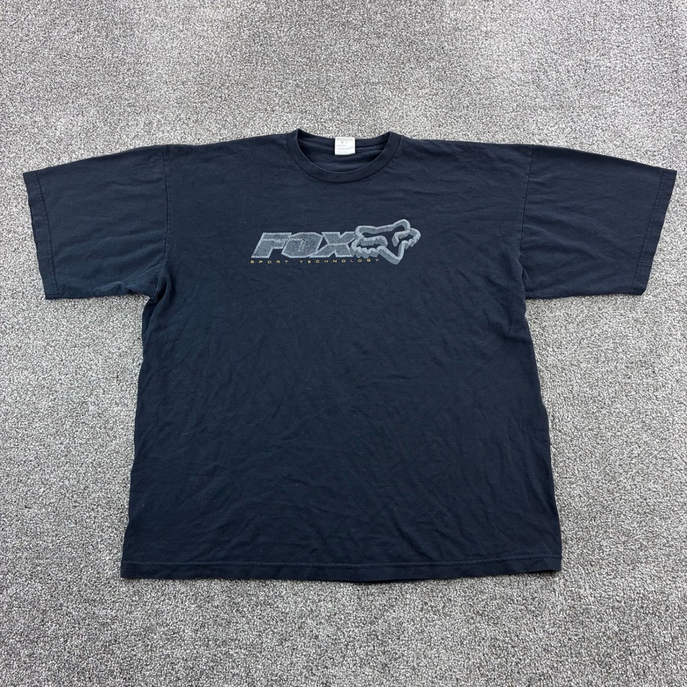 Vintage Fox Racing Shirt Mens XL Black Cotton Sport Technology Motocross Biker